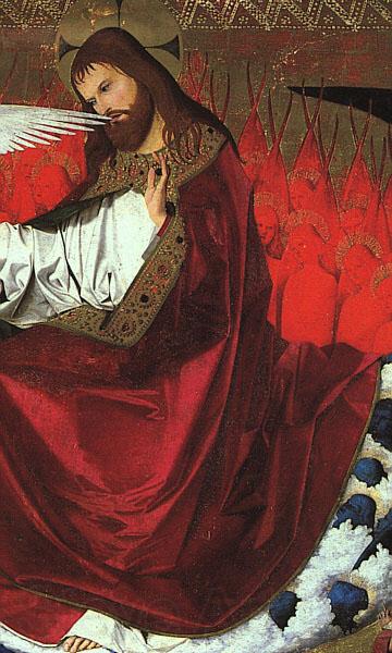 CHARONTON, Enguerrand The Coronation of the Virgin, detail: Jesus hjg Spain oil painting art